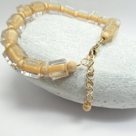 Cane glass and gold bracelet - Picture 6 of 14